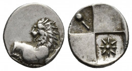 THRACE. Chersonesos. (Circa 386-338 BC). AR Hemidrachm.
Obv: Forepart of lion right, head left.
Rev: Quadripartite incuse square; star in one quarter,...