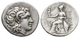 KINGS OF THRACE. Lysimachos (305-281 BC). AR Drachm. Ephesos.
Obv: Diademed head of the deified Alexander right, wearing horn of Ammon.
Rev: BAΣIΛEΩΣ ...