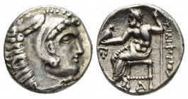 KINGS OF MACEDON, Philip III Arrhidaios (323-317 BC). AR Drachm . Kolophon. In the types of Alexander III.(Circa 322-319 BC).
Obv: Head of Herakles r...