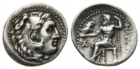 KINGS OF MACEDON, Philip III Arrhidaios (322-319 BC). AR Drachm . Kolophon.
Obv: Head of Herakles right, wearing lion skin.
Rev: ΦΙΛΙΠΠΟΥ.
Zeus Aët...
