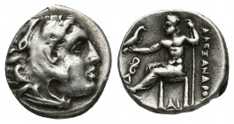 KINGS OF MACEDON. Philip III Arrhidaios (323-317 BC). AR Drachm. Lampsakos. Struck under Leonnatos, Arrhidaios, or Antigonos.
Obv: Head of Herakles r...