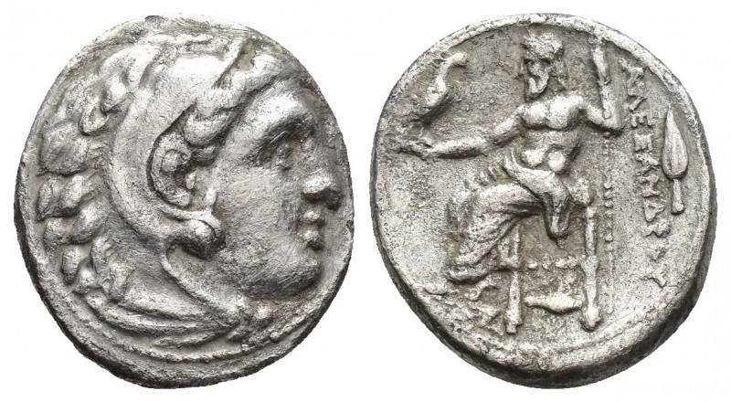 KINGS OF MACEDON. Alexander III 'the Great' (336-323 BC). AR Drachm. Kolophon.
O...