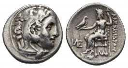 KINGS OF MACEDON. Antigonos I Monophthalmos. (319-310 BC). AR Drachm. Kolophon.
Obv: Head of Herakles right, wearing lion skin.
Rev: AΛΕΞΑΝΔΡΟΥ.
Zeus ...