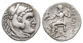 KINGS OF MACEDON. Antigonos I Monophthalmos. (310-301 BC). AR Drachm. Lampsakos.
Obv: Head of Herakles right, wearing lion skin.
Rev: AΛEΞANΔPOY.
Zeus...