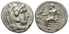 KINGS OF MACEDON. Alexander III 'the Great' (336-323 BC). AR Tetradrachm. Damaskos.
Obv: Head of Herakles right, wearing lion skin.
Rev: AΛEΞANΔPOY.
Z...