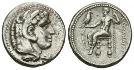 KINGS OF MACEDON. Alexander III 'the Great' (336-323 BC). AR Tetradrachm. Salamis. Lifetime issue.
Obv: Head of Herakles right, wearing lion skin.
Rev...