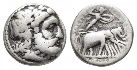 SELEUKID KINGDOM. Seleukos I Nikator (312-281 BC). AR Drachm. Seleukeia (?).
Obv: Laureate head of Zeus right.
Rev: BAΣIΛEΩΣ / ΣEΛEYKOY.
Athena, holdi...