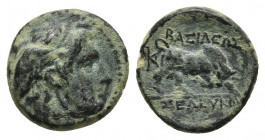 SELEUKID KINGDOM. Seleukos I Nikator (312-281 BC). Ae. Sardes.
Obv: Winged head of Medusa right.
Rev: BAΣIΛEΩΣ / ΣΕΛΕΥΚOY.
Bull butting right. Control...