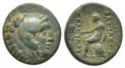 SELEUKID EMPIRE. Seleukos II Kallinikos. 246-225 BC. AE. Sardes. Struck circa 246-242 BC.
Obv:Head of Herakles right, wearing lion skin.
Rev:Apollo ...