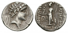 KINGS OF CAPPADOCIA. Ariarathes VIII Eusebes Epiphanes (Circa 116-101 BC). AR Drachm. Eusebeia under Mount Argaeus, dated Year 2 (115/4 BC).
Obv: Diad...
