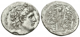 SELEUKID KINGDOM. Antiochos VII Euergetes (Sidetes) (138-129 BC). AR Tetradrachm. Cappadocian mint.
Obv: Diademed head of Antiochus right.
Rev: BAΣIΛE...
