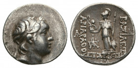 KINGS OF CAPPADOCIA. Ariarathes V Eusebes Philopator (Circa 163-130 BC). AR Drachm. Mint A (Eusebeia under Mt. Argaios). Dated RY 33 (130/29 BC).
Obv:...
