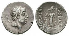KINGS OF CAPPADOCIA. Ariobarzanes I Philoromaios (96-63 BC). AR Drachm. Mint A (Eusebeia under Mt. Argaios). 
Obv: Diademed head right.
Rev: ΒΑΣΙΛΕΩΣ ...