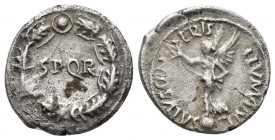 Civil War, Vindex, AD 68. AR, Denarius. Uncertain mint in Gaul, 
Obv: SPQR within corona civica with circular jewel in bezel at apex.
Rev: SALVS GENER...