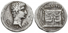 Augustus, 27 BC-AD 14. AR, Cistophorus.
Obv: IMP•-CAE-SAR.
Bare head of Augustus, right.
Rev: AVGVSTVS.
Garlanded altar of Diana of Ephesus, decorated...