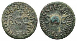 Caligula, 37-41 AD. AE, Quadrans. Rome.
Obv: G CAESAR DIVI AVG PRON AVG.
Pileus between S C. 
Rev: PON M TR P IIII P P COS TERT. R C C. RIC 52. 
Condi...