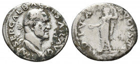 Galba, 68-69 AD. AR, Denarius. Rome.
Obv: IMP SER GALBA CAESAR AVG.
Laureate head of Galba, right.
Rev: DIVA AVGVSTA.
Diva Livia standing left, holdin...