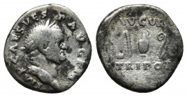 Vespasian, 69-79 AD. AR, Denarius. Rome.
Obv: IMP CAES VESP AVG P M.
Laureate head of Vespasian, right.
Rev: AVGVR / TRI POT.
Emblems of the potif...