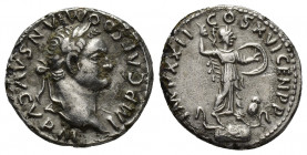 Domitian, 81-96 AD. AR, Denarius. Rome.
Obv: IMP CAES DOMITIANVS AVG P M.
Laureate head of Domitian, right.
IMP XXII COS XV II CENS P P.
Minerva stand...