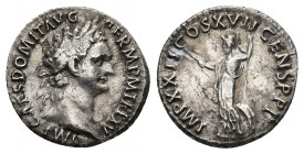 Domitian, 81-96 AD. AR, Denarius. Rome.
Obv: IMP CAES DOMIT AVG GERM P M TR P XV.
Laureate head of Domitian, right.
Rev: IMP XXII COS XVII CENS P P P....