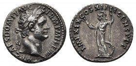 Domitian, 81-96 AD. AR, Denarius. Rome.
Obv: IMP CAES DOMIT AVG GERM P M TR P VII.
Laureate head of Domitian, right.
Rev: IMP XIX COS XIII CENS P P P....
