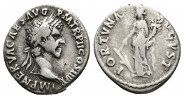 Nerva, 96-98 AD. AR, Denarius. Rome.
Obv: IMP NERVA CAES AVG P M TR P II COS III P P.
Laureate head of Nerva, right.
Rev: FORTVNA AVGVST.
Fortuna stan...