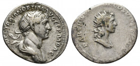 Trajan, 98-117 AD. AR, Denarius. Rome. 
Obv: […] TRAIANO OPTIMO AVG GERM DAC.
Laureate and draped bust of Trajan, right.
Rev: PARTHICO P M TR P COS VI...