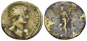 Hadrian, 117-138 AD. Dupondius. Rome.
Obv: IMP CAESAR TRAIANVS HADRIANVS AVG P M TR P COS III.
Radiate head of Hadrian, right with slight drapery sh...