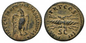 Hadrian, 117-138 AD. AE, Quadrans. Rome.
Obv: IMP CAESAR TRAIAN HADRIANVS AVG. 
Eagle standing right on thunderbolt, head left. 
Rev: P M TR P COS III...