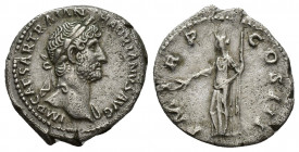 Hadrian, 117-138 AD. AR, Denarius. Rome.
Obv: IMP CAESAR TRAIAN HADRIANVS AVG.
Laureate bust of Hadrian right, drapery far shoulder.
Rev: P M TR P ...