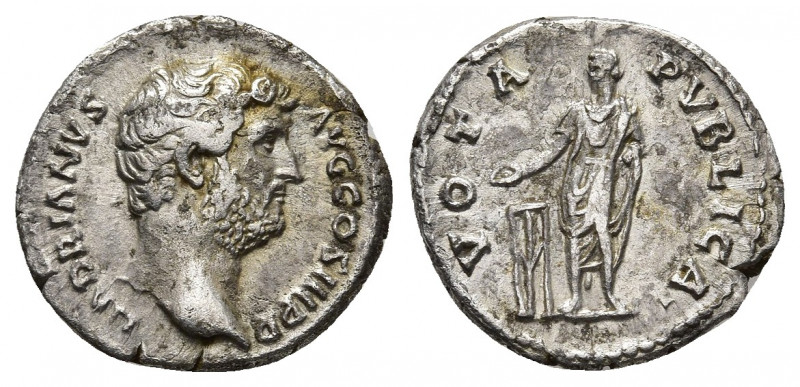 Hadrian, 117-138 AD. AR, Denarius. Rome.
Obv: HADRIANVS AVG COS III PP.
Laurea...
