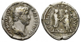 Hadrian, AD 117-138. AR, Denarius. Rome. 
Obv: HADRIANVS AVG COS III P P. 
Laureate head of Hadrian, right.
Rev: FELICITAS AVG. 
Felicitas standing le...