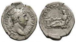 Hadrian, 117-138 AD. AR, Denarius. Rome.
Obv: HADRIANVS AVG COS III P P. 
Laureate head of Hadrian, right. 
Rev: AFRICA. 
Africa reclining left holdin...
