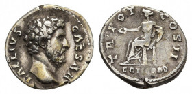 Aelius, 136-138 AD. AR, Denarius. Rome.
Obv: L AELIVS CAESAR.
Bare head of Aelius, right.
Rev: TR POT COS II / CONCORD.
Concordia seated left on thron...