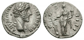 Antoninus Pius, 138-161 AD. AR, Denarius. Rome.
Obv: ANTONINVS [AVG PIVS P] P TR P XII.
Laureate head of Antoninus Pius, right.
Rev: COS IIII.
Fortuna...