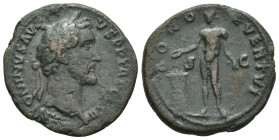 Antoninus Pius, 138-161 AD. AE, As. Rome.
Obv: ANTONINVS AVG PIVS P P TR P COS II.
Laureate head of Antoninus Pius, right.
Rev: BONO EVENTVI / S - ...