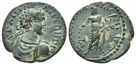 Pontos, Amaseia. Caracalla, 198-217 AD. AE.
Obv: AY KAI MAP ANTΩΝΙΝΟ.
Laureate, draped and cuirassed bust of Caracalla, right.
Rev: ΑΔΡ CЄY ANT AMA...