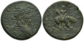 Moesia Inferior. Marcianopolis. Septimius Severus, 193-211 AD. AE
Obv: Draped and laureate bust of Septimius Severus, right.
Rev: MAPKIANOΠOΛITΩN.
...