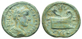 Thrace, Coela. Gordian III, 222-235 AD. 
Obv: IMP CA M AN GORDIANVS. 
Laureate, draped, and cuirassed bust to right 
Rev: AEL MVNI CVIL. 
Prow to ...