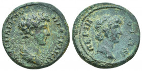 Thrace, Perinthus. Marcus Aurelius. As Caesar, AD 139-161. Struck under Antoninus Pius, circa AD 139-144. AE.
Obv: Bareheaded and draped bust of Marc...
