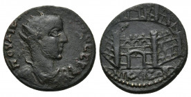 Bithynia, Nicaea. Valerian I, 253-260 AD. AE. 
Obv: ΠOV ΛIK OVAΛEPIANOC CEB. 
Draped, radiate and cuirassed bust of Valerian, right. 
Rev: NIKAIEΩN...
