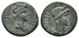 Mysia, Pergamum. Pseudo-autonomous (c.AD 40/60 (?)). AE.
Obv: ΘƐΟΝ ϹΥΝΚΛΗΤΟΝ.
Draped bust of Senate, from front, right (line border).
Rev: ΘƐΑΝ ΡΩΜ...