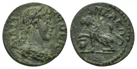 Lydia, Nysa. Maximus Caesar (reign of Maximinus, 235-238 AD). AE.
Obv: ΜΑΖΙΜΟⳞ Κ (sic).
Laureate, draped and cuirassed bust of Maximus, right.
Rev:...