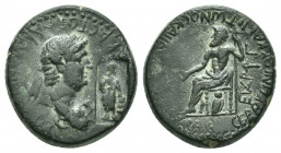 Phrygia, Acmonea. Nero, circa 65 AD. AE. L. Servenius Capito; Iulia Severa, magistrates.
Obv: ΝƐΡWΝΑ ϹƐΒΑϹΤΟΝ ΑΚΜΟΝƐΙϹ.
Laureate bust of Nero with a...