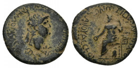Phrygia, Acmonea. Nero, circa 65 AD. AE. L. Servenius Capito; Iulia Severa, magistrates.
Obv: ΝƐΡWΝ[Α ϹƐΒΑϹ]ΤΟΝ ΑΚΜΟΝƐΙϹ.
Laureate bust of Nero with...