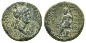 Phrygia, Acmonea. Nero, circa 65 AD. AE. L. Servenius Capito; Iulia Severa, magistrates.
Obv: ΝƐΡWΝ[Α ϹƐΒΑϹ]ΤΟΝ ΑΚΜΟΝƐΙϹ.
Laureate bust of Nero with...