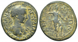 Phrygia, Akkilaion. Gordian III, 238-244 AD. AE.
Obv: […] ΑΝΤΩ ΓΟΡΔΙΑΝΟϹ.
Laureate and cuirassed bust of Gordian, right.
Rev: AKKIΛAEΩN.
Mên stand...