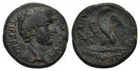 Phrygia, Apameia. Tiberius, 14-37 AD. AE. 
Obv: TIBEPIO[Σ] KAIΣ[AP] 
Obv: Bare head of Tiberius, right. 
[…] ΑΠΑΜΕΩΝ. 
Eagle standing facing on th...