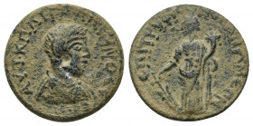 Phrygia, Apameia. Gallienus, 253-268 AD. AE. Tryphonos, magistrate. 
AYT K Π Λ ΓAΛΛIHNOC CЄBA. 
Laureate, draped and cuirassed bust of Gallienus, ri...