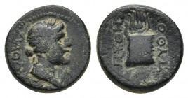 Phrygia, Laodicea ad Lycum. Pseudo-autonomous. Time of Tiberius, 14-37 AD. AE. Pythes, son of Pythes, magistrate.
Obv: ΛAOΔIKEΩN.
Laureate head of A...